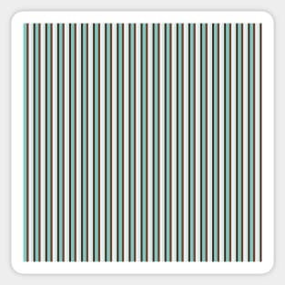 Chocolate and Mint Vertical Stripes in Pretty Tints of Teal and Shades of Brown Sticker